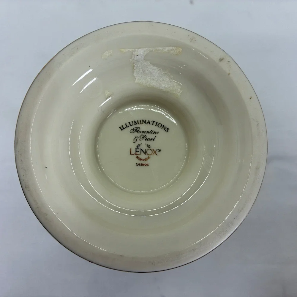 Lenox Illuminations Florentine & Pearl Votive Candle Holder Ivory Gold 5in